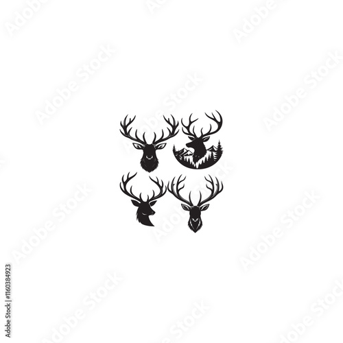 create a Deer antlers silhouette vector icon desing with a white background
