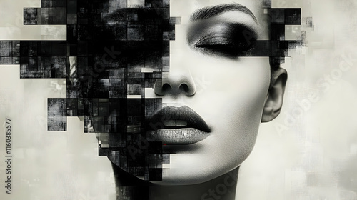 Abstract Face Art Merges Pi...
