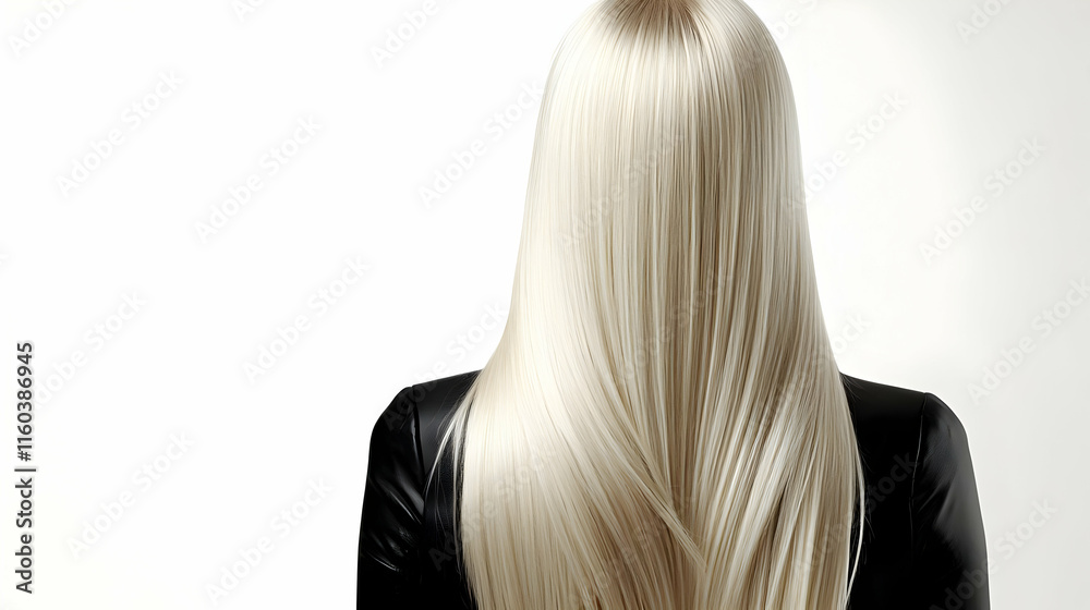 Naklejka premium Long Blonde Hair Flows Down Back Elegantly