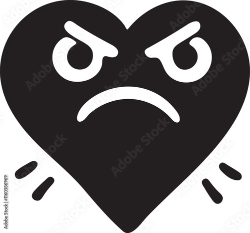 An Angry Heart silhouette vector illustration Valentine's Day digital graphics.