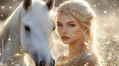White Horse Meets Blonde Wo...