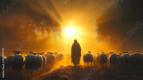 Shepherd Leads Flock into G...