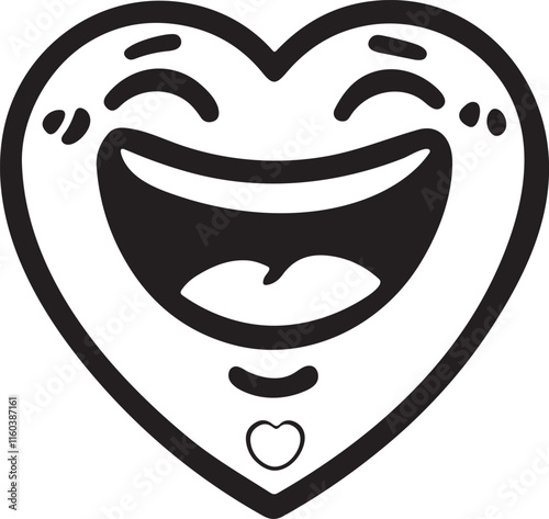 A Cheerful laughing heart outline vector illustration. 