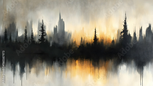 Forest Reflects in Water wi...