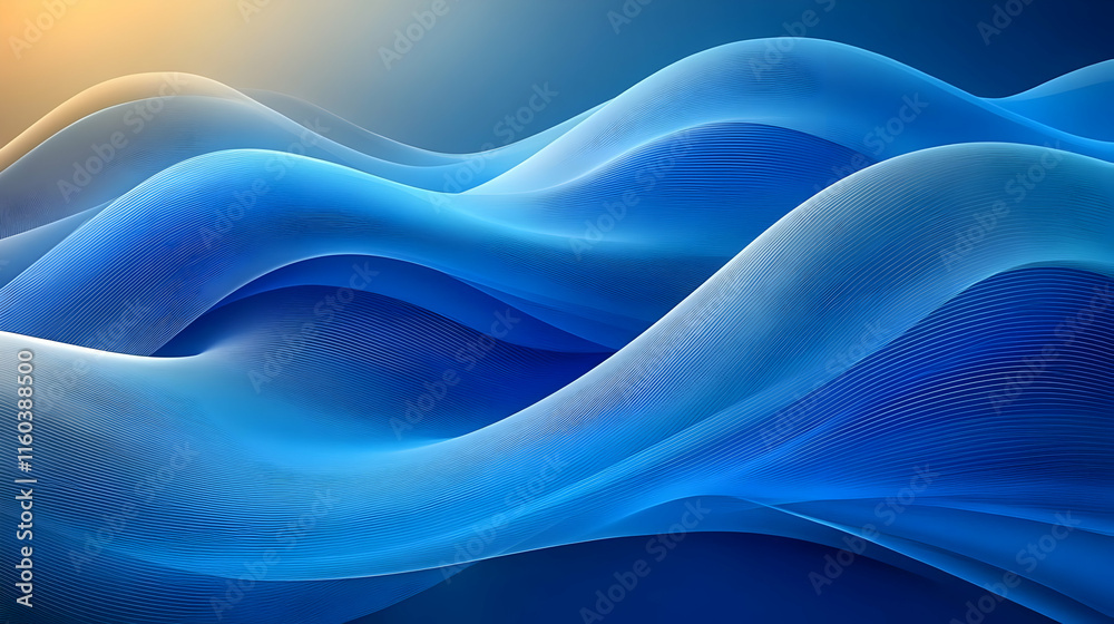 Fototapeta premium Blue Waves Flow Smoothly Across a Gradient Background