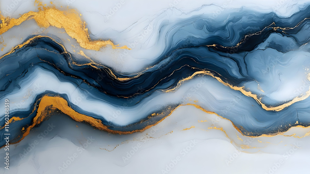 Blue and Gold Abstract Art Flows Gracefully Blue and Gold Abstract Art Flows Gracefully