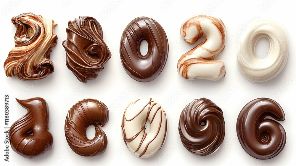 Chocolate Numbers Form Sweet Design Elements Chocolate Numbers Form Sweet Design Elements