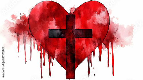 Bleeding Heart Cross Symbol...