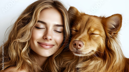 Girl Embraces Dog with Affe...