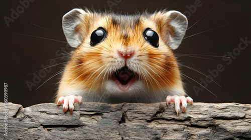 Cute Hamster Holds Wood, Sh...