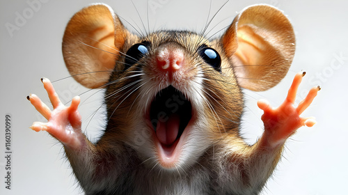 Tiny Mouse Screams, Paws Up...