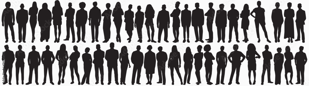 Silhouettes of different People Standing and walking Rear View. Male and Female collection Silhouettes of different People Standing and walking Rear View. Male and Female collection