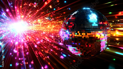 Disco Ball Reflects Colorfu...