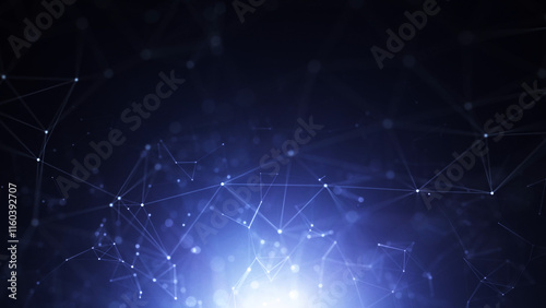 Dark blue shiny digital ai tech lines illustration.