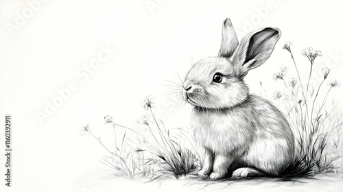Cute Bunny Sits Calmly Obse...