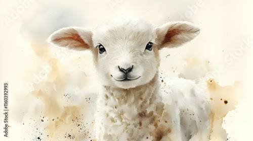 Adorable Lamb Poses Calmly:...