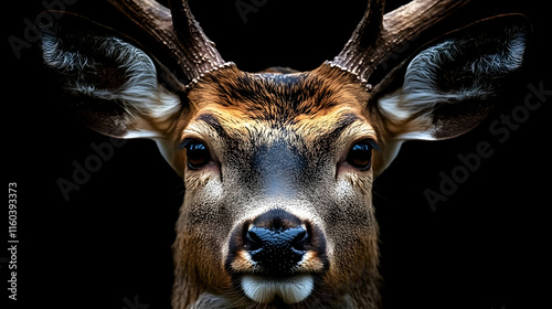 Deer Gazes Intently: Antler...
