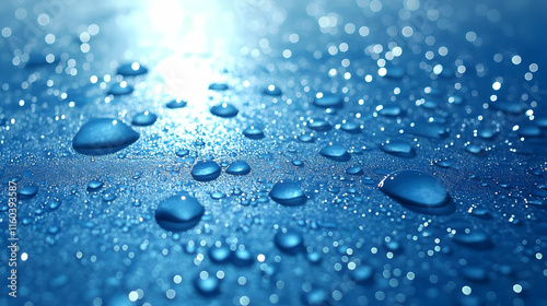 Water Droplets Shine on Blu...