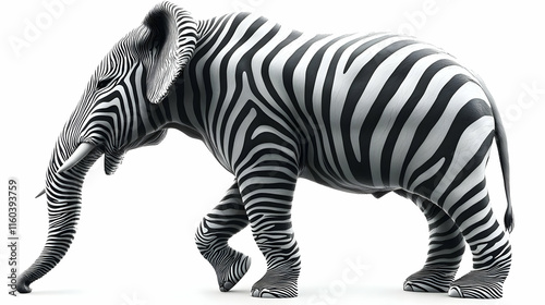 Zebra-Striped Elephant Walk...
