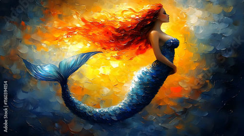 Mermaid Swims Gracefully in...