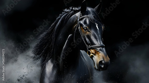 Black Horse Poses Majestica...