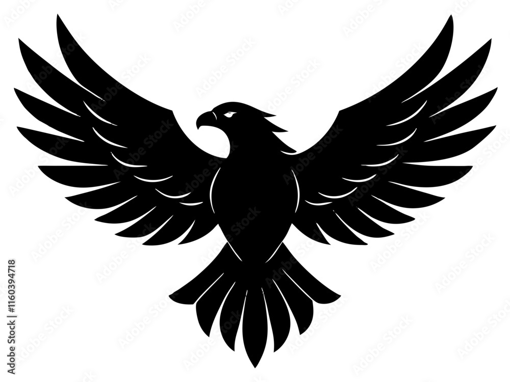Obraz premium eagle black silhouette vector, Simple silhouette Design vector icon with white background