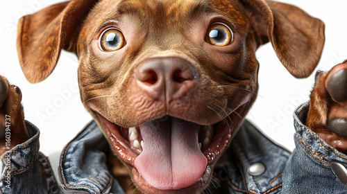 Happy Dog Shows Tongue and ...