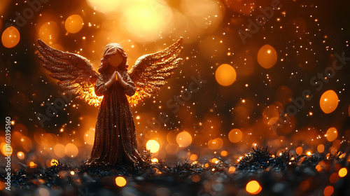 Golden Angel Praying amidst...