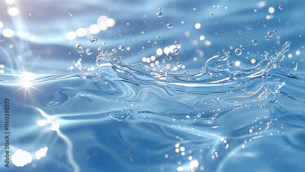 Transparent Blue Clear Water Surface with Ripples, Splashes, and Bubbles – Abstract Summer Background Transparent Blue Clear Water Surface with Ripples, Splashes, and Bubbles – Abstract Summer Background