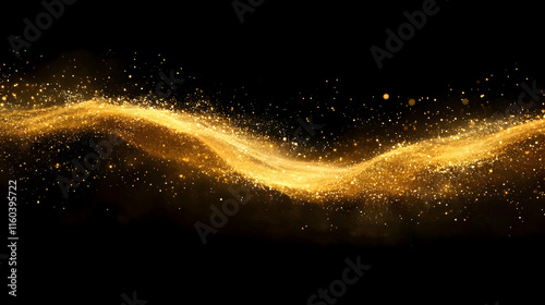 Wallpaper Mural Golden Particles Flow Elegantly Across Black Background Torontodigital.ca