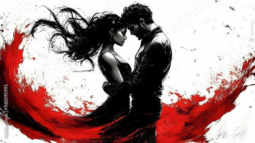 Couple Embraces Passionatel...