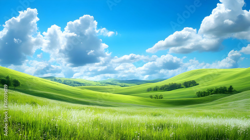 Green Hills Roll Under Blue...