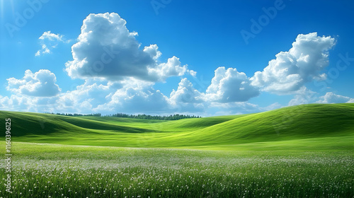 Green Hills Roll Under Blue...