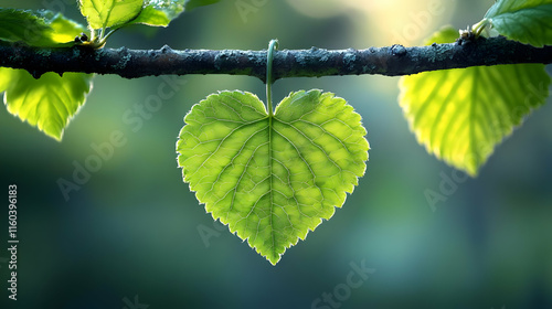 Green Leaf Hangs on Branch ...