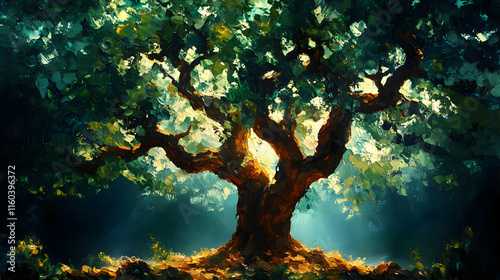 Majestic Tree Painting Illu...