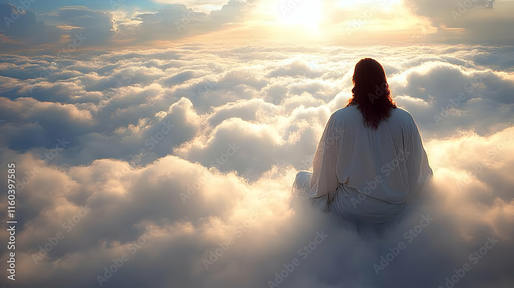 Sunset Cloudscape: Meditation Above a Sea of Clouds at Golden Hour Sunset Cloudscape: Meditation Above a Sea of Clouds at Golden Hour