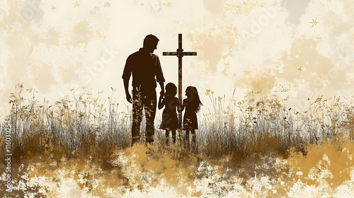 Family Silhouette Stands by...