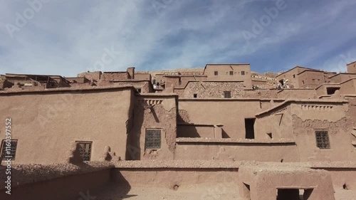 Africa, Morocco 12,29,2024 The KASBAH of Ait Ben Haddou  is a fortified city near Ouarzazate  . Ait Ben Haddou is a great example of earthen clay architecture , tourist visiting attraction destination