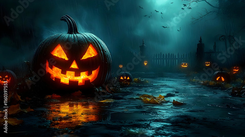 Spooky Pumpkins Glow in Rai...
