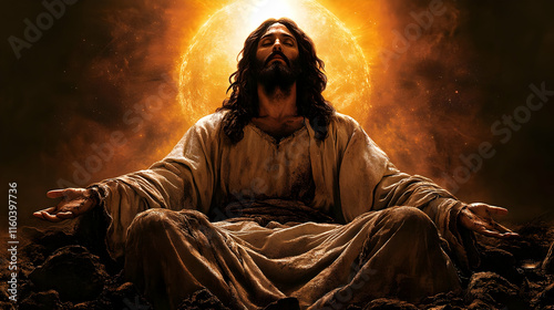 Spiritual Figure Meditates ...