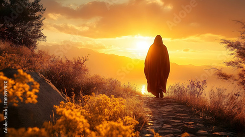 Figure Walks Path at Golden...