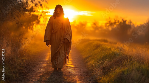 Man Walks Down Path During ...