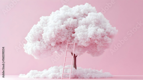 Pink Ladder Climbs Fluffy C...