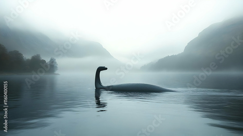 Creature Swims in Misty Lak...