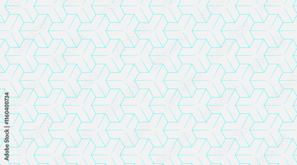 Hexagonal pattern background vector design | Geometric shape vector design with line | Multi shape seamless background design with sky stroke color