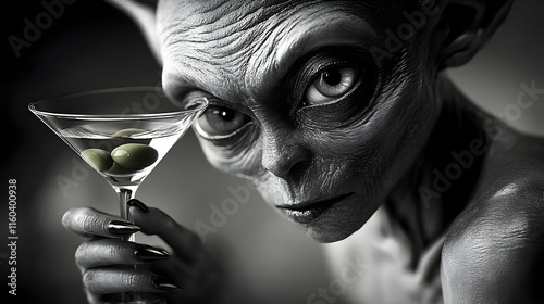 Alien Sips Martini: A Monoc...