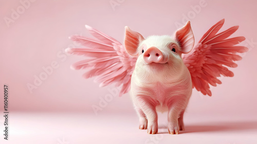 Pink Piglet with Wings Stan...