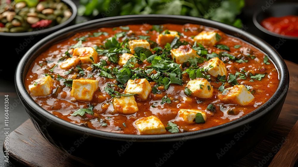 Delicious Curry Dish Served in a Bowl with Fresh Herbs and Spices. Delicious Curry Dish Served in a Bowl with Fresh Herbs and Spices.