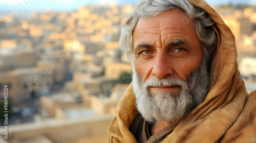 Elderly Man Poses Serenely ...