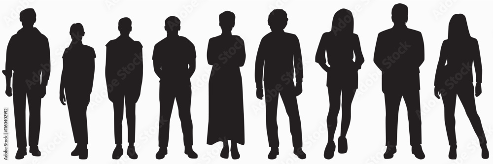 set of diverse people silhouette vector illustration set of diverse people silhouette vector illustration